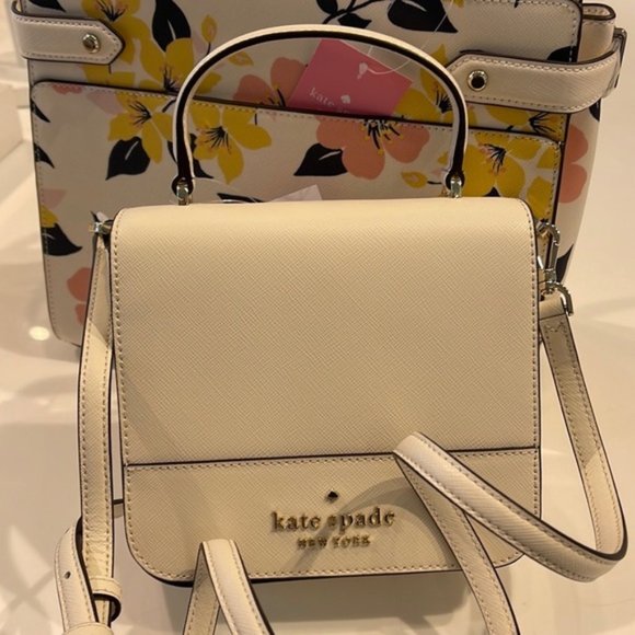 Kate Spade Staci Square Crossbody Saffiano Leather Parchment - Picture 12 of 16